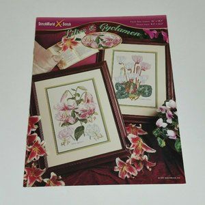 StitchWorld Lilies and Cyclamen Cross Stitch Pattern Leaflet Flowers  #03-204